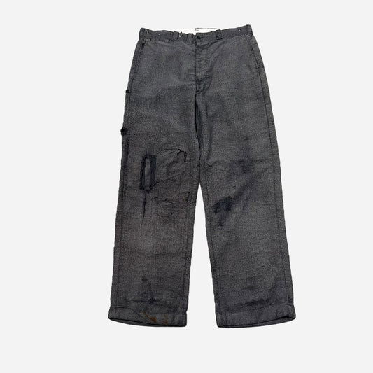 1940s Stifel moleskin salt and pepper repaired work pants (33w)