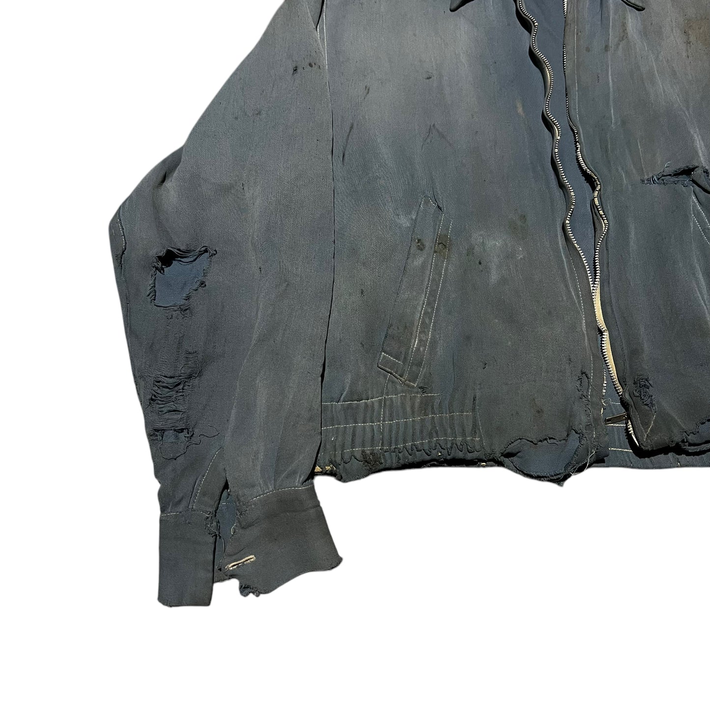1950s Distressed blue rayon jacket (L)