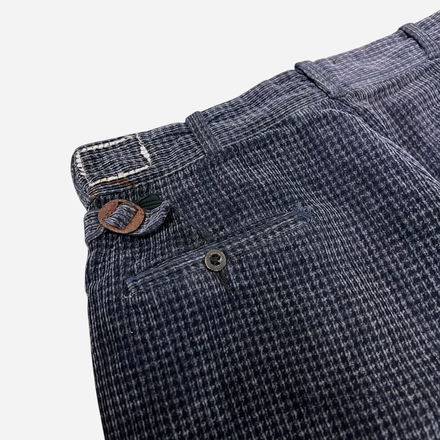 1930s Purple cotton tweeduroy side cinch pleated pants (31w)