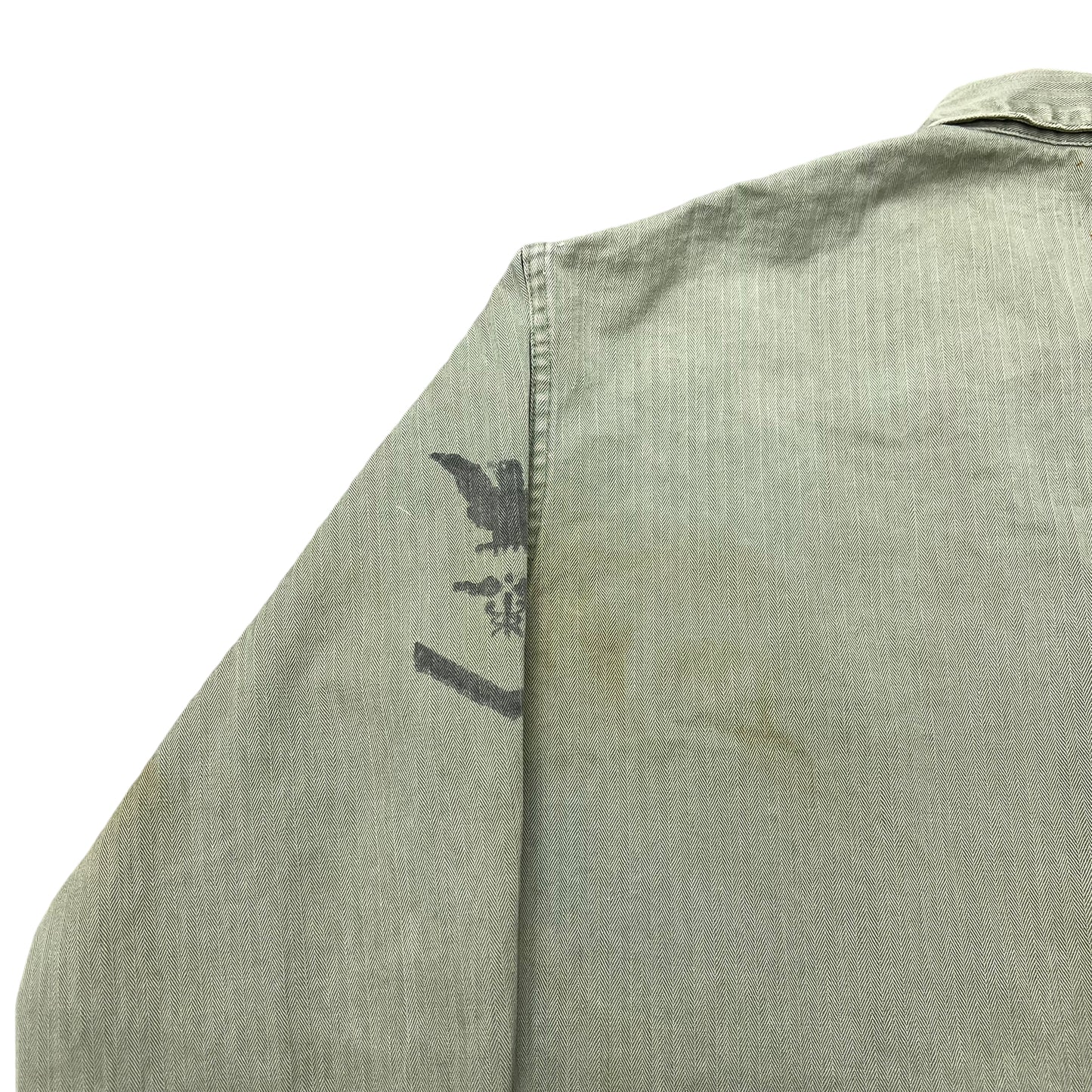1950s USMC Korean War P41 USN worn HBT shirt jacket stenciled “Doc” (M)