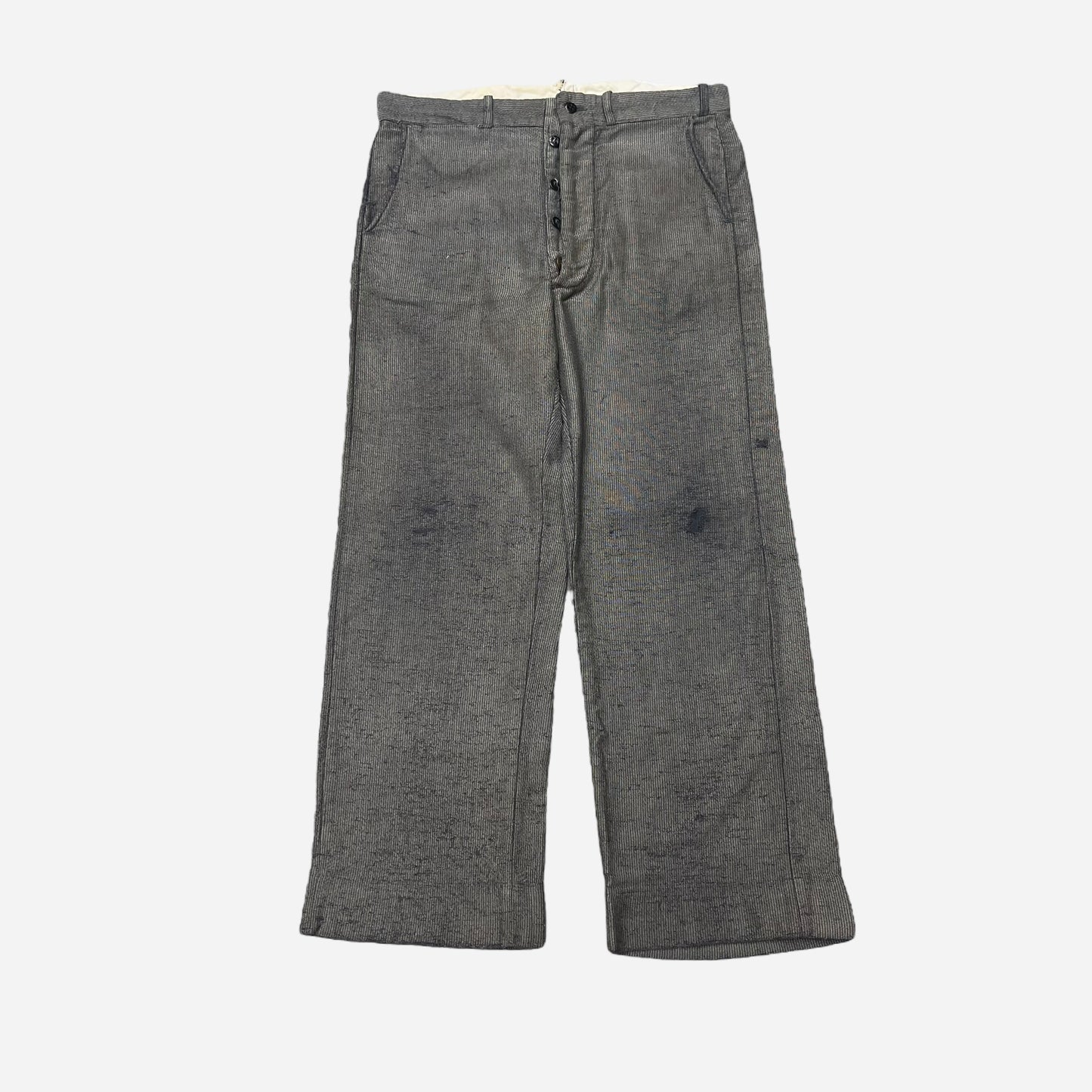 1940s Stifel moleskin salt and pepper button fly work pants (32w)