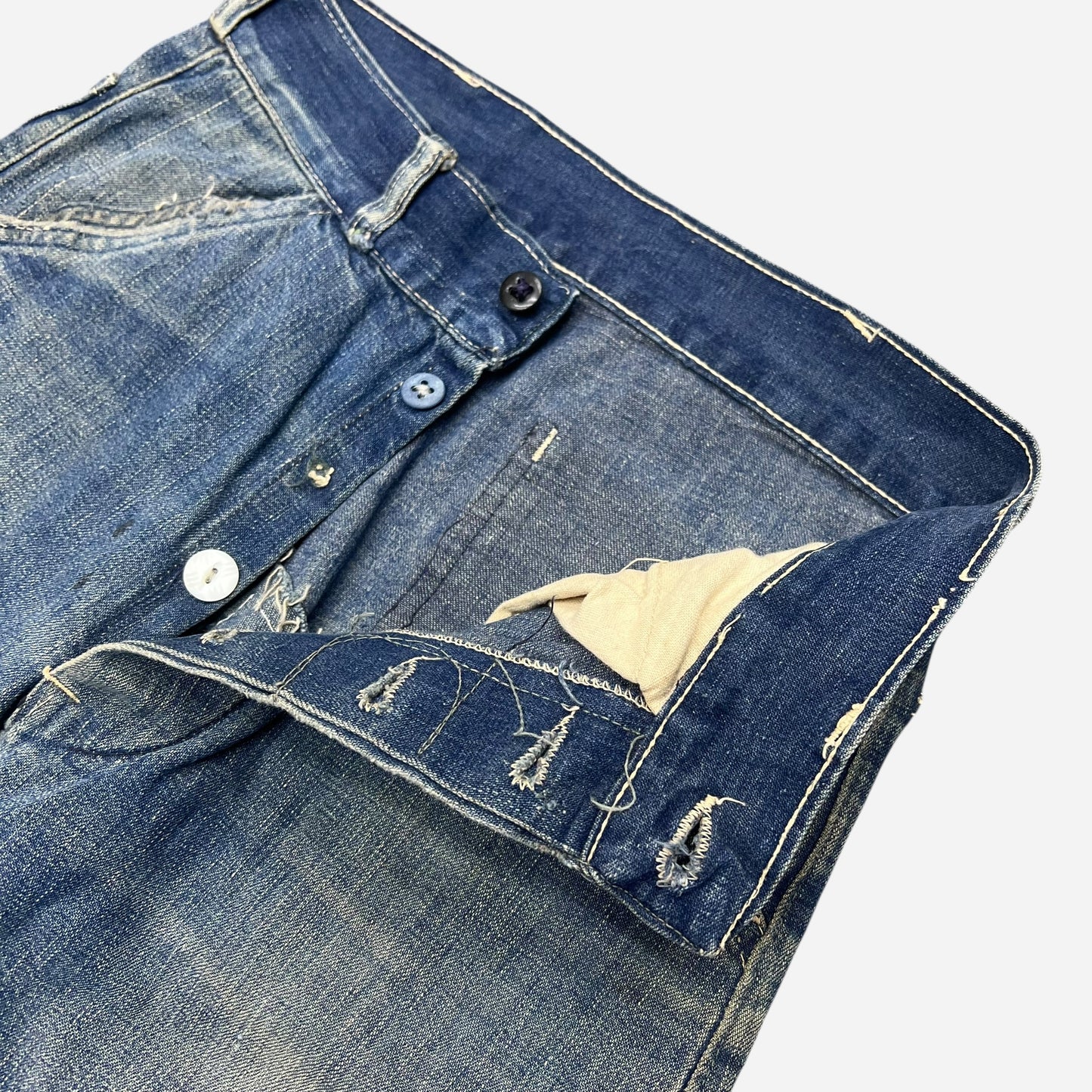 1940s Wide leg button fly denim jeans (25w)