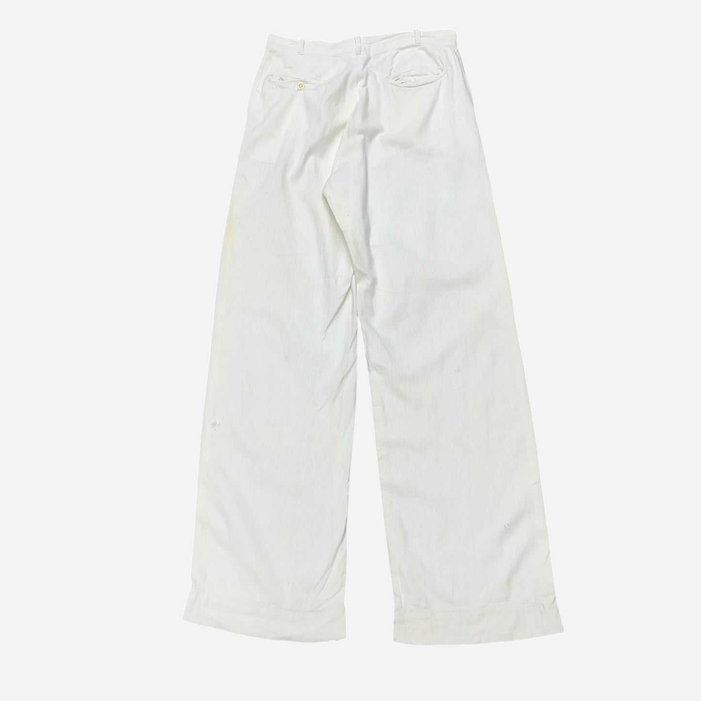 1930s White cotton button fly summer pants (29w)
