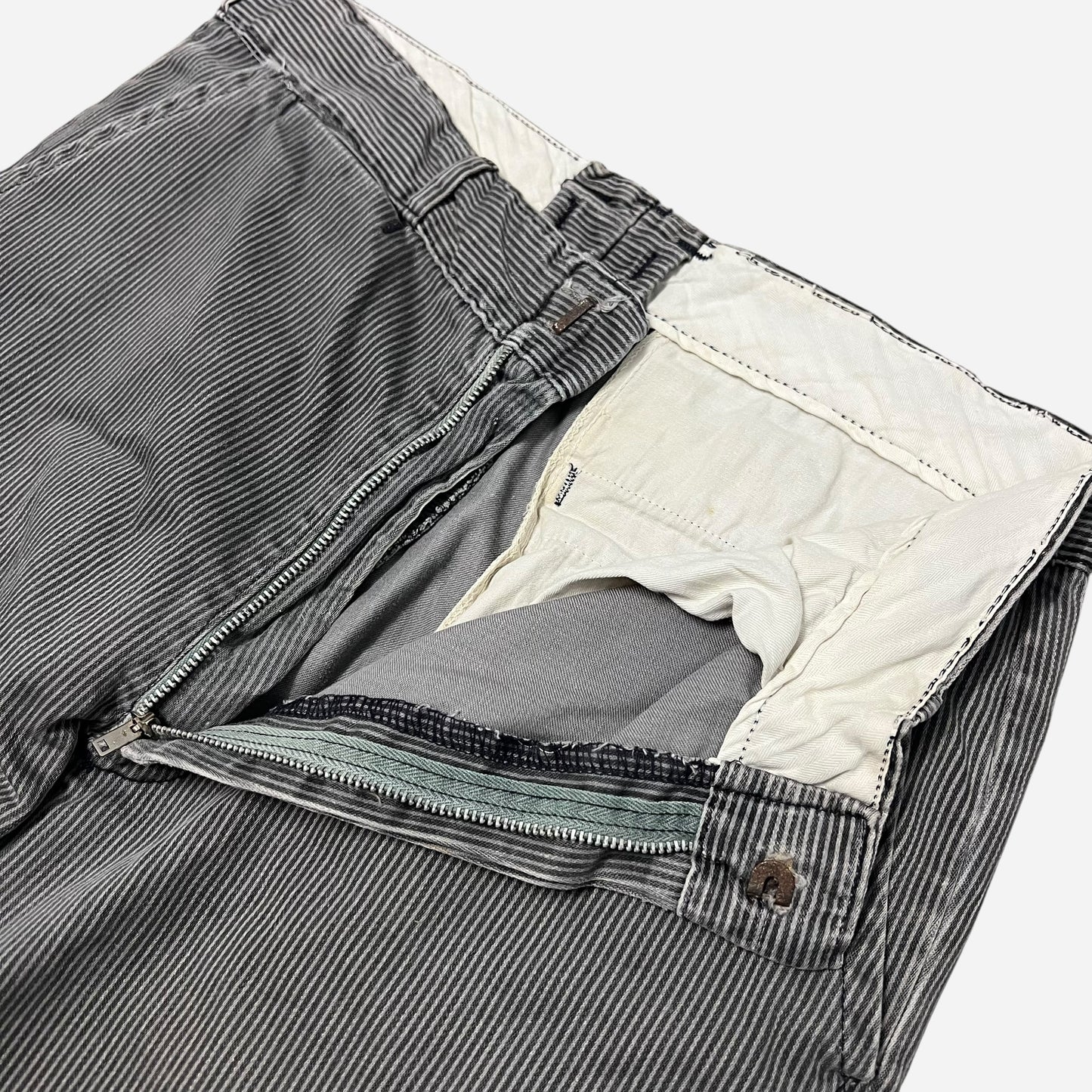 1950s Gray striped buckle back cotton pants (29w)