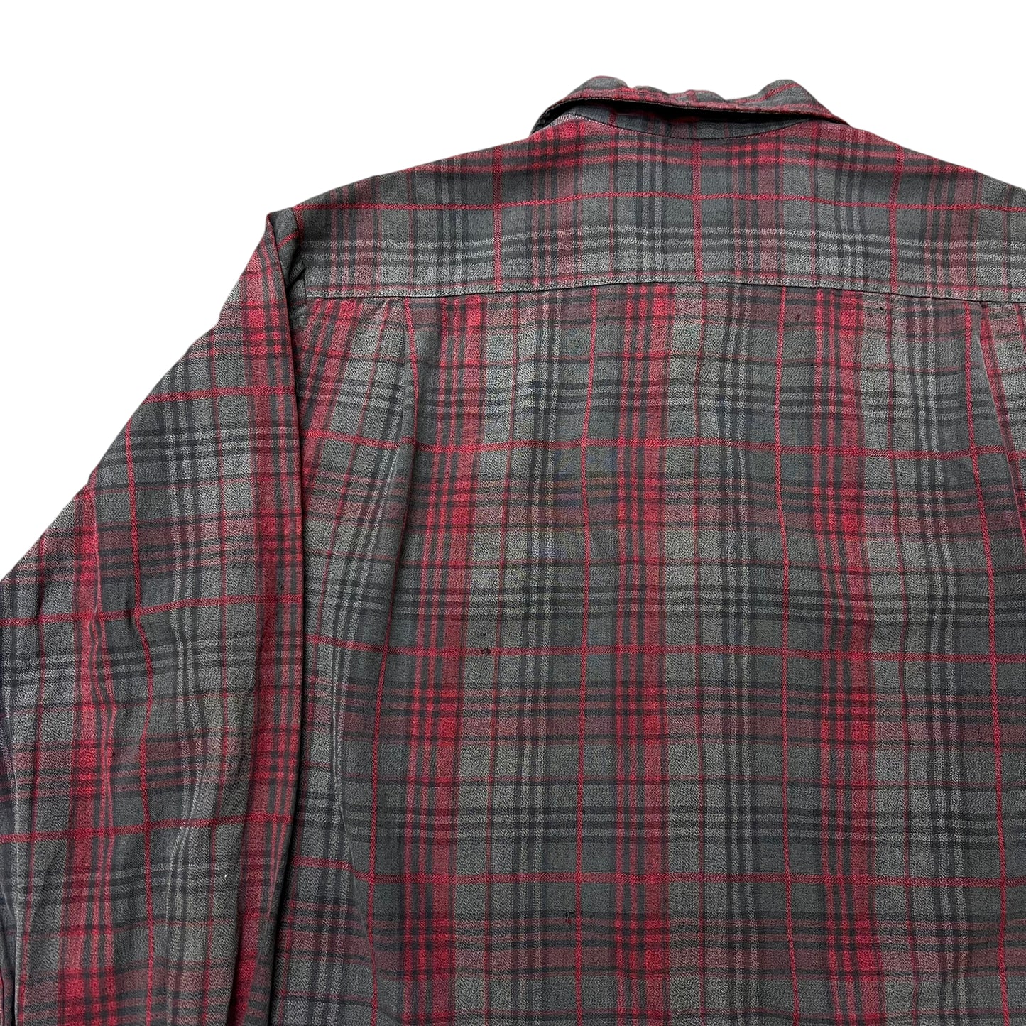 1950s Cotton plaid loop collar flannel shirt (S)