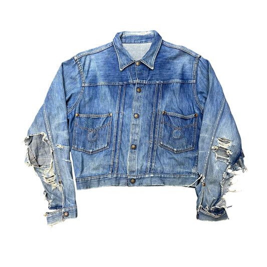 1950s Distressed denim two pocket jacket (M)