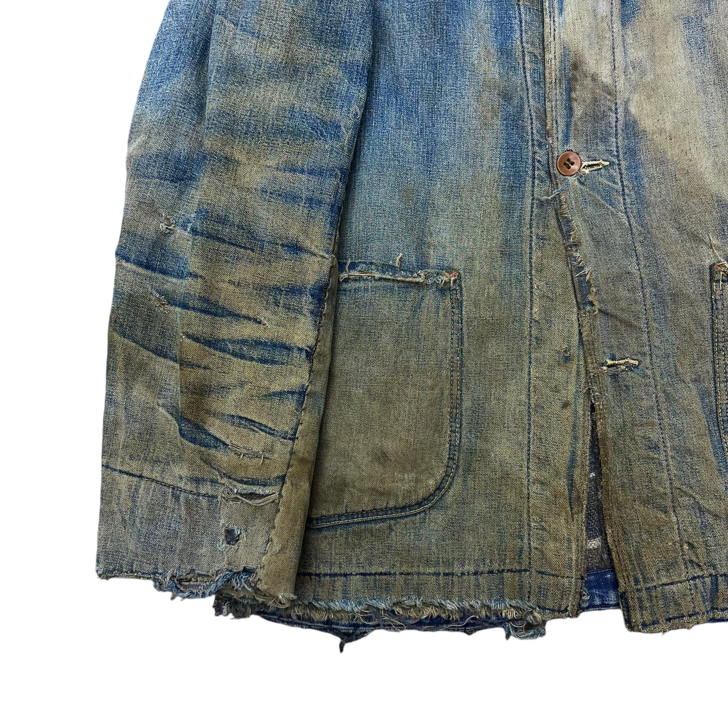 1940s Unbranded wartime denim chore coat wood button (M)
