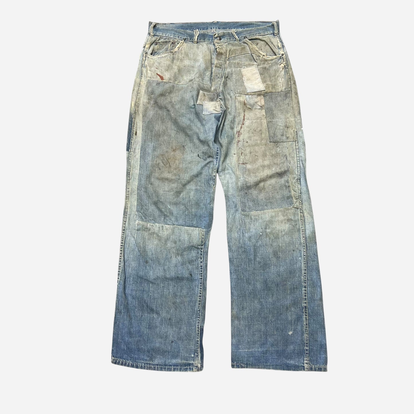 1940s WWII Laurel leaf button buckle back denim (35w)