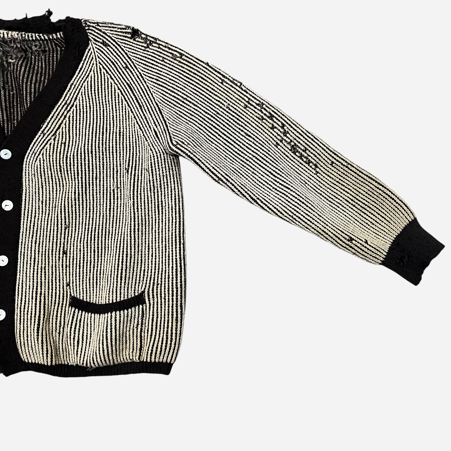 1940s Brown/cream ribbed soft wool cardigan (L/XL)