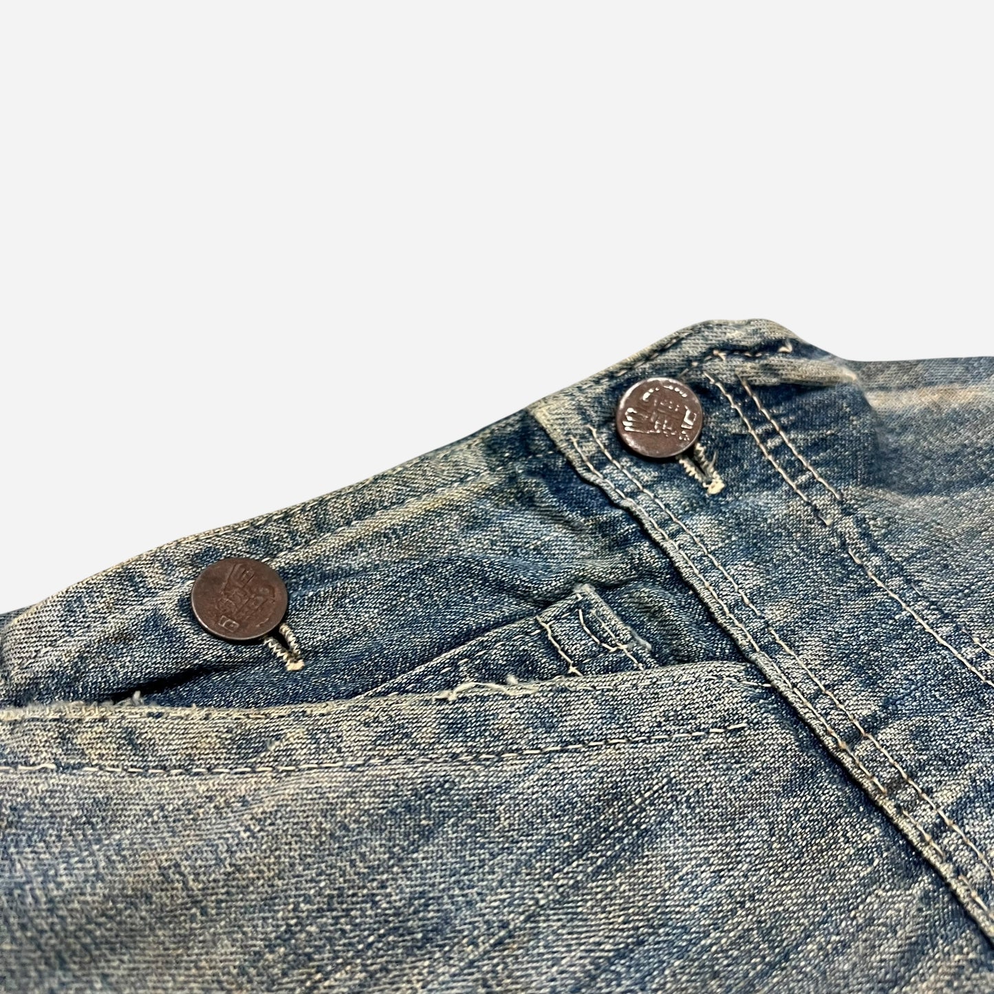 1920s Train button overalls “triple stitch seam” (36w)