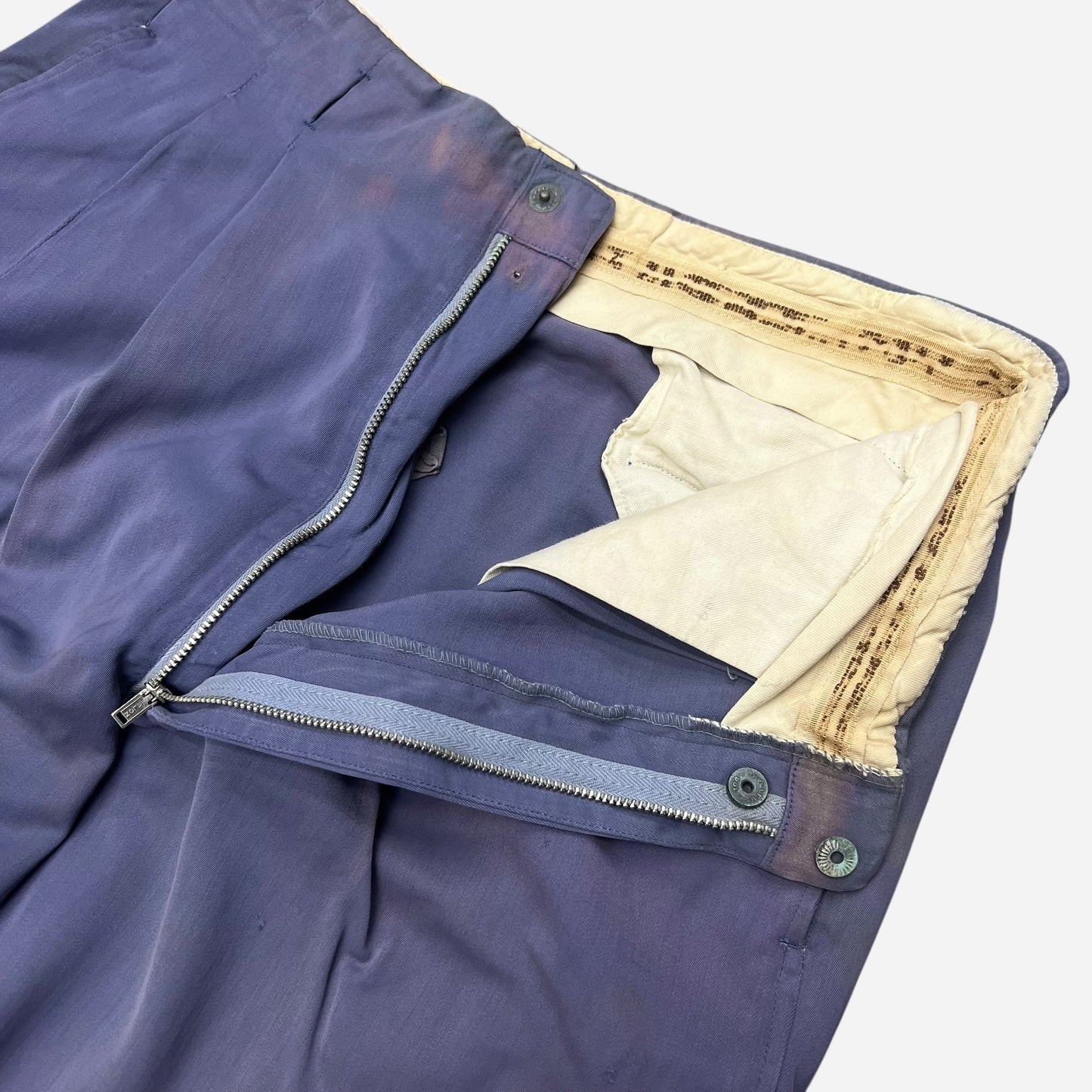 1940s 1950s Purple pleated rayon sun faded pants (30w)