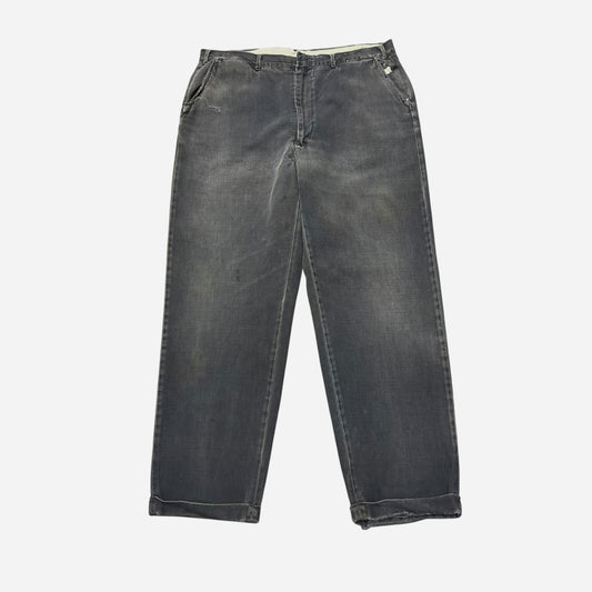 1950s Black sun faded cotton pants (34w)