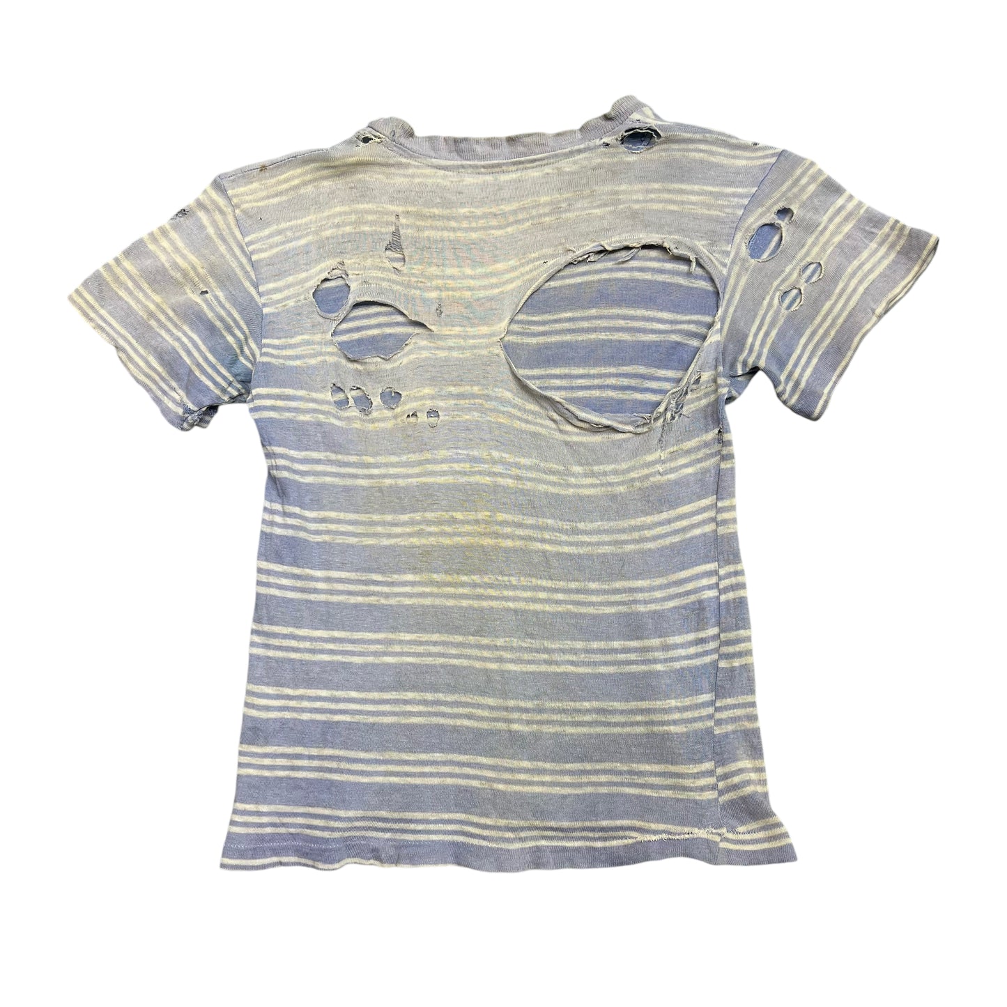 1940s Distressed blue striped t shirt (XS)