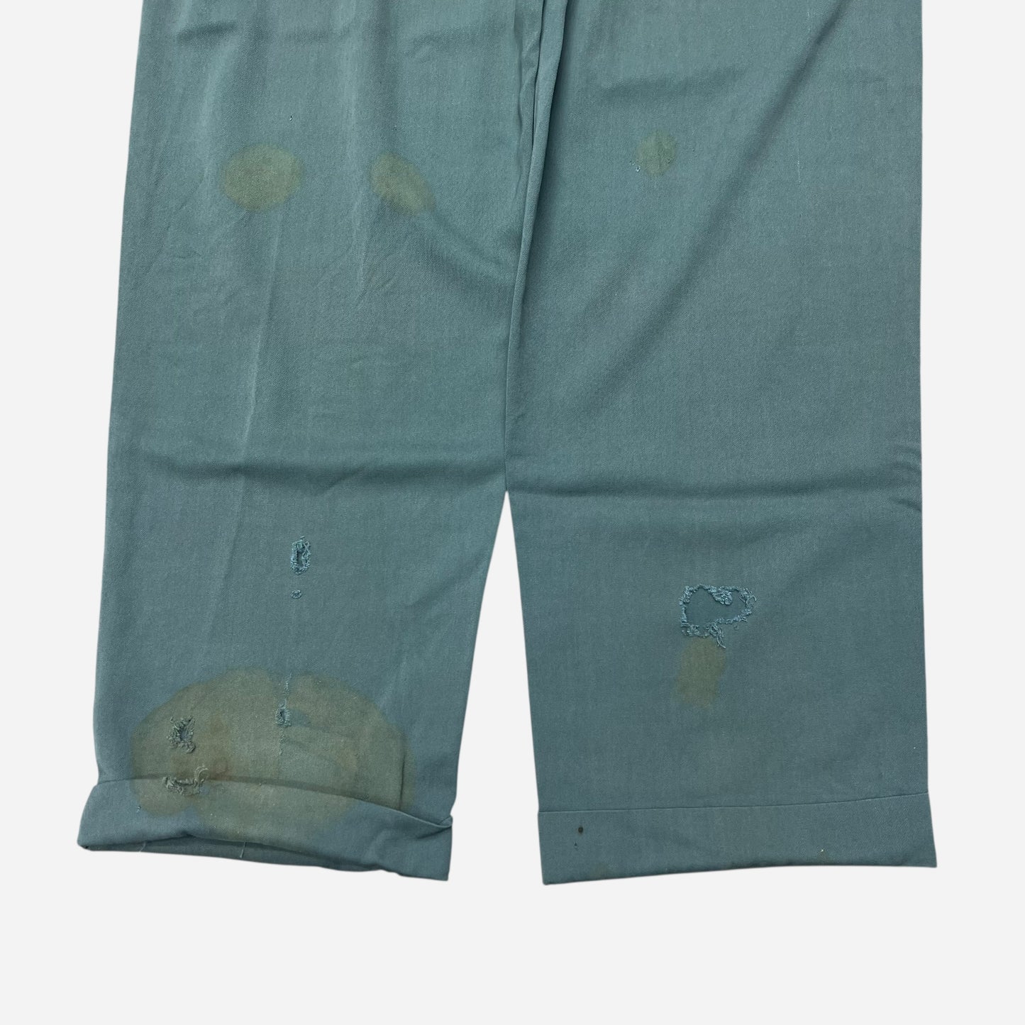 1940s 1950s Green gabardine pleated drop loop pants (34w)
