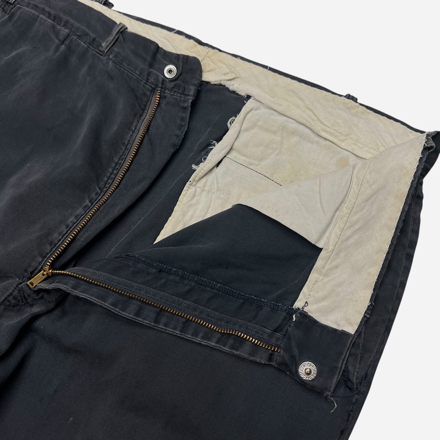 1950s Black cotton buckle back work pants (34w)