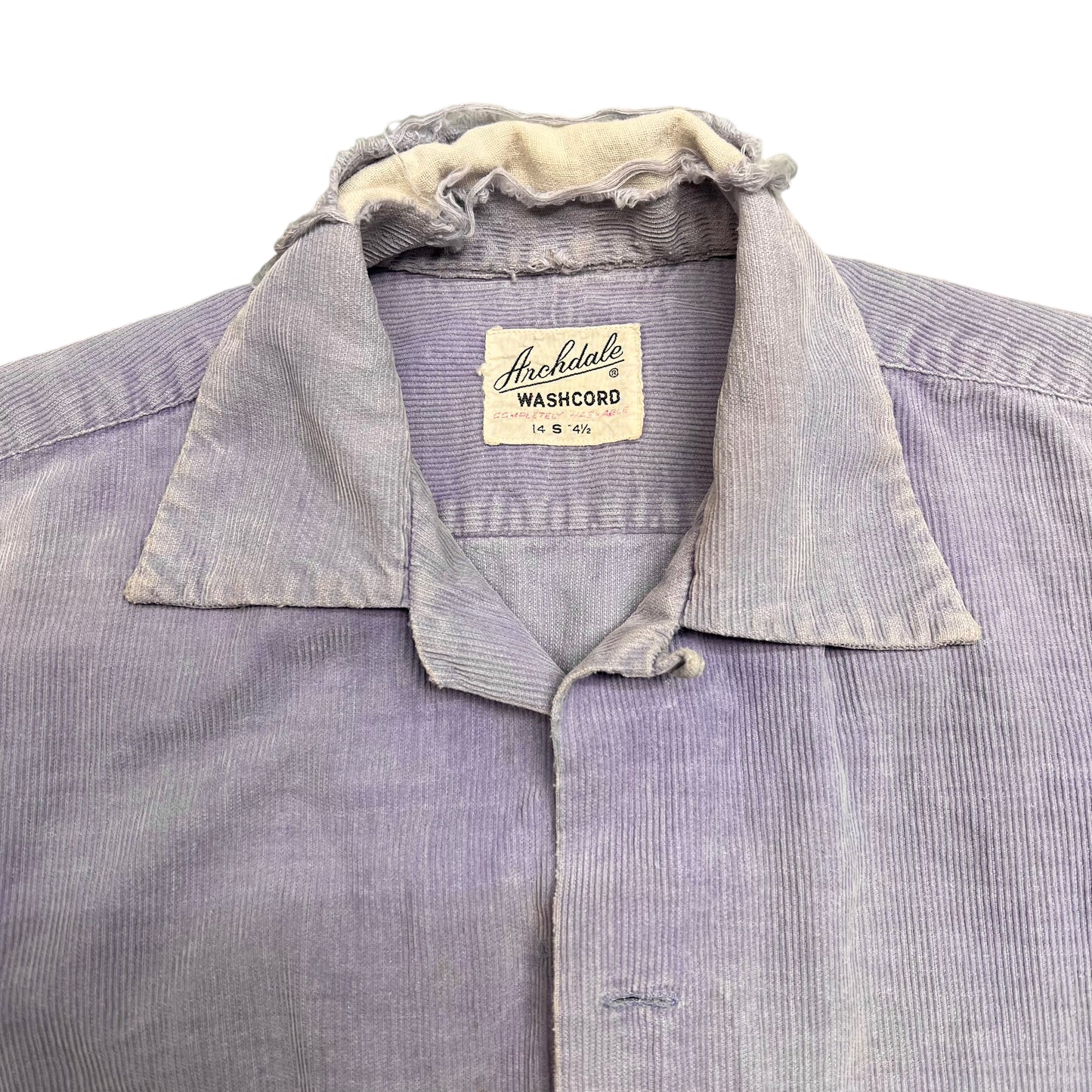 1950s Purple corduroy loop collar shirt flannel (S)