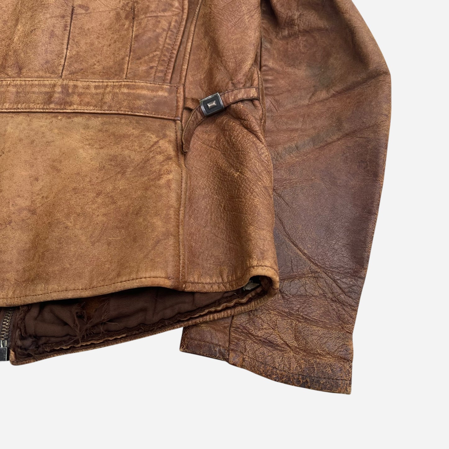 1940s Brown leather jacket belt back (M)