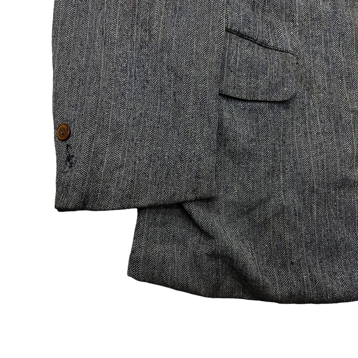 1920s Faded distressed grey herringbone work suit jacket (M/L)