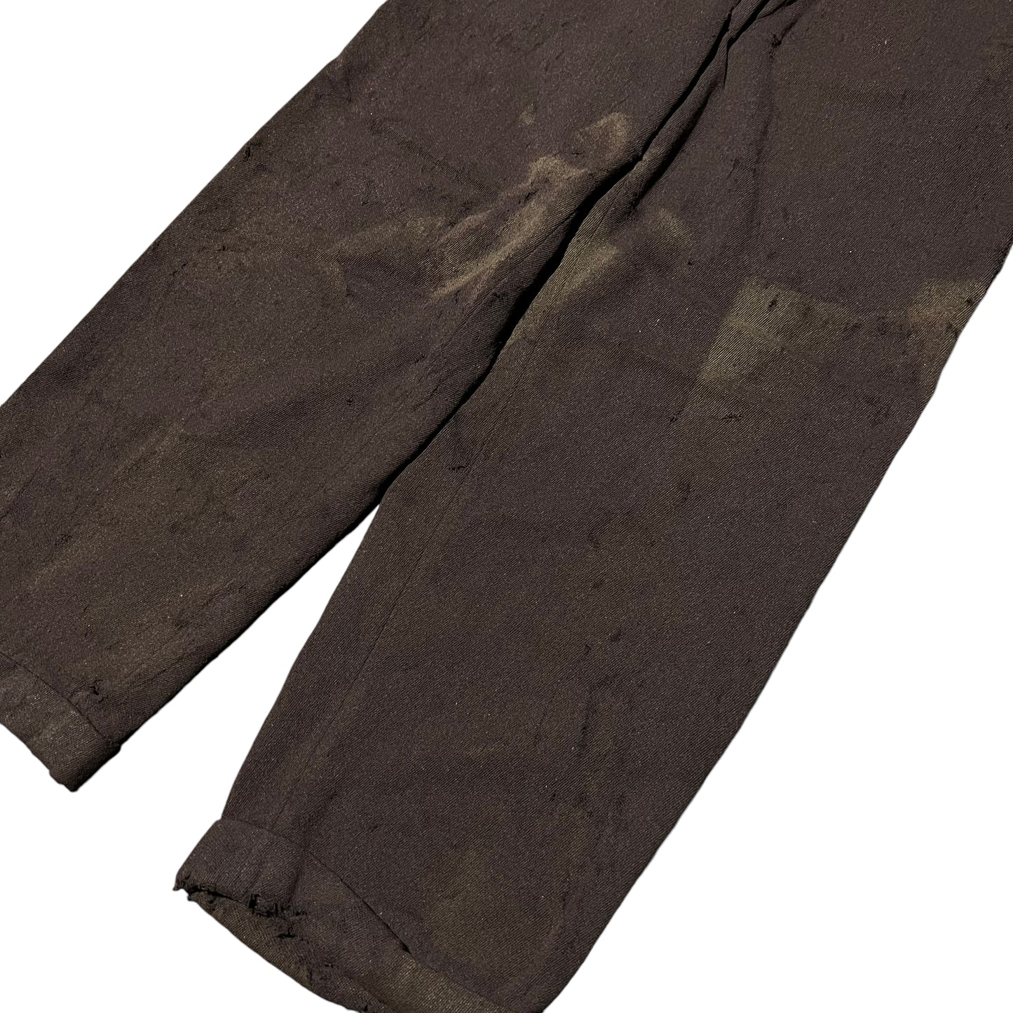1940s Distressed brown wool drop loop pleated pants (32w)