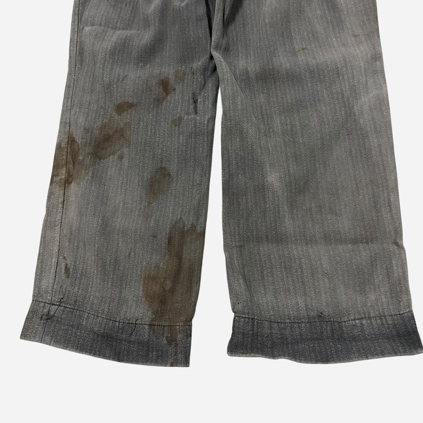 1940s Gray sun faded pattern heavy cotton button fly pants (30w)