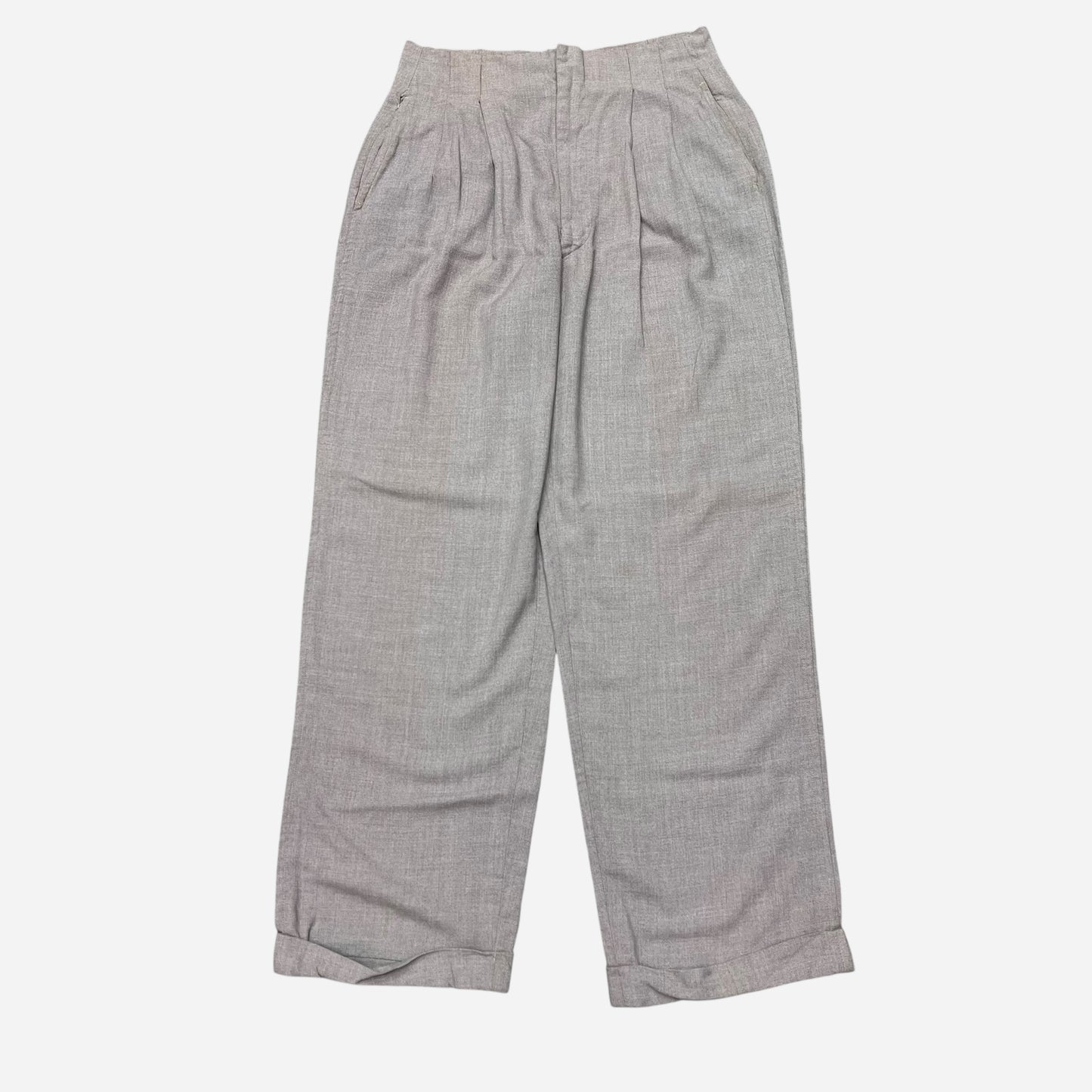 1940s Gray rayon pleated pants (30w)