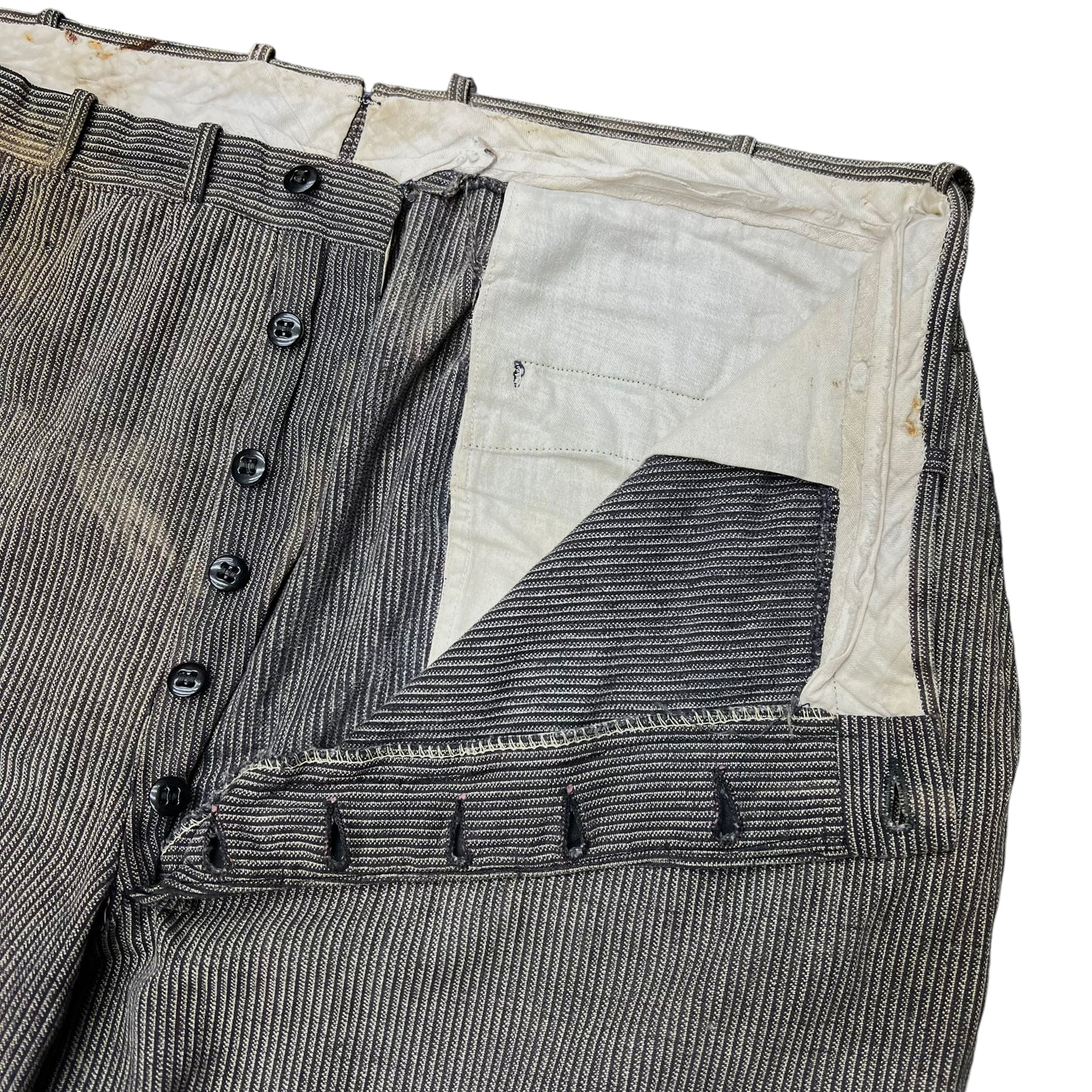 1940s Cotton salt & pepper work pants Stifel repair (36w)