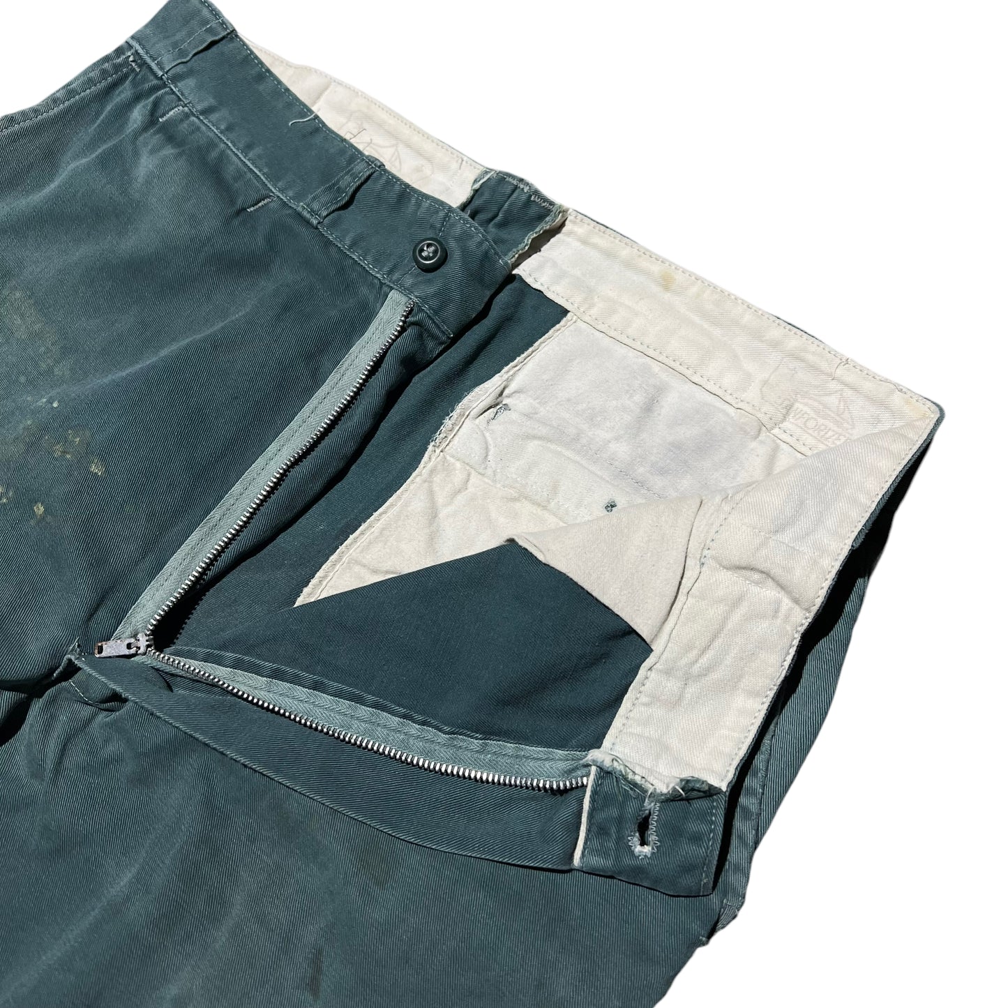 1950s Green sail cloth chino work pants (32w)