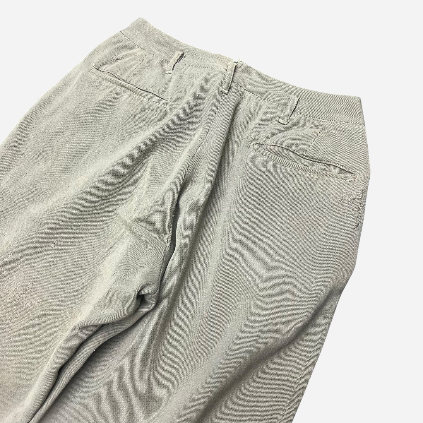 1940s Gray pleated whipcord work pants (28w)