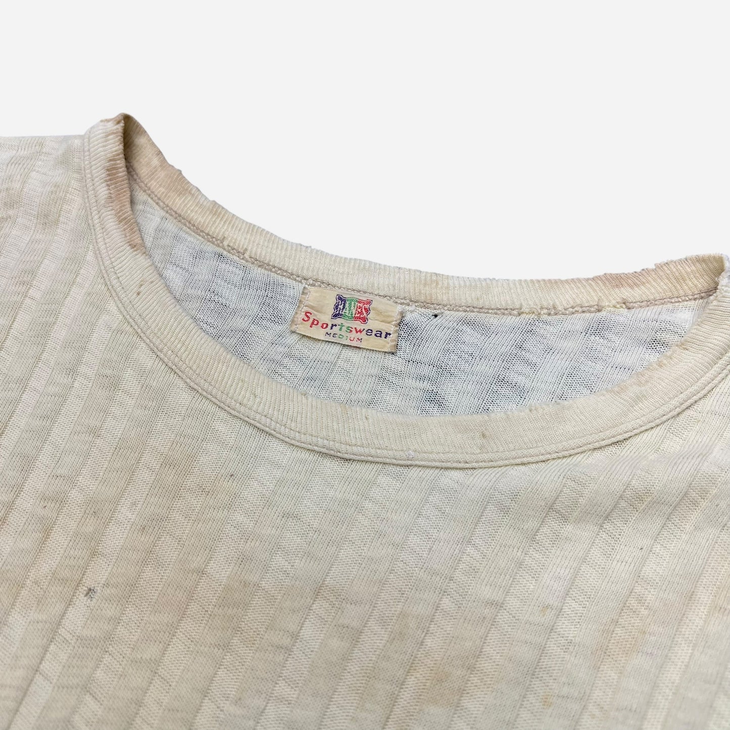 1930s 1940s Hanes ribbed cotton pocket t shirt (M)