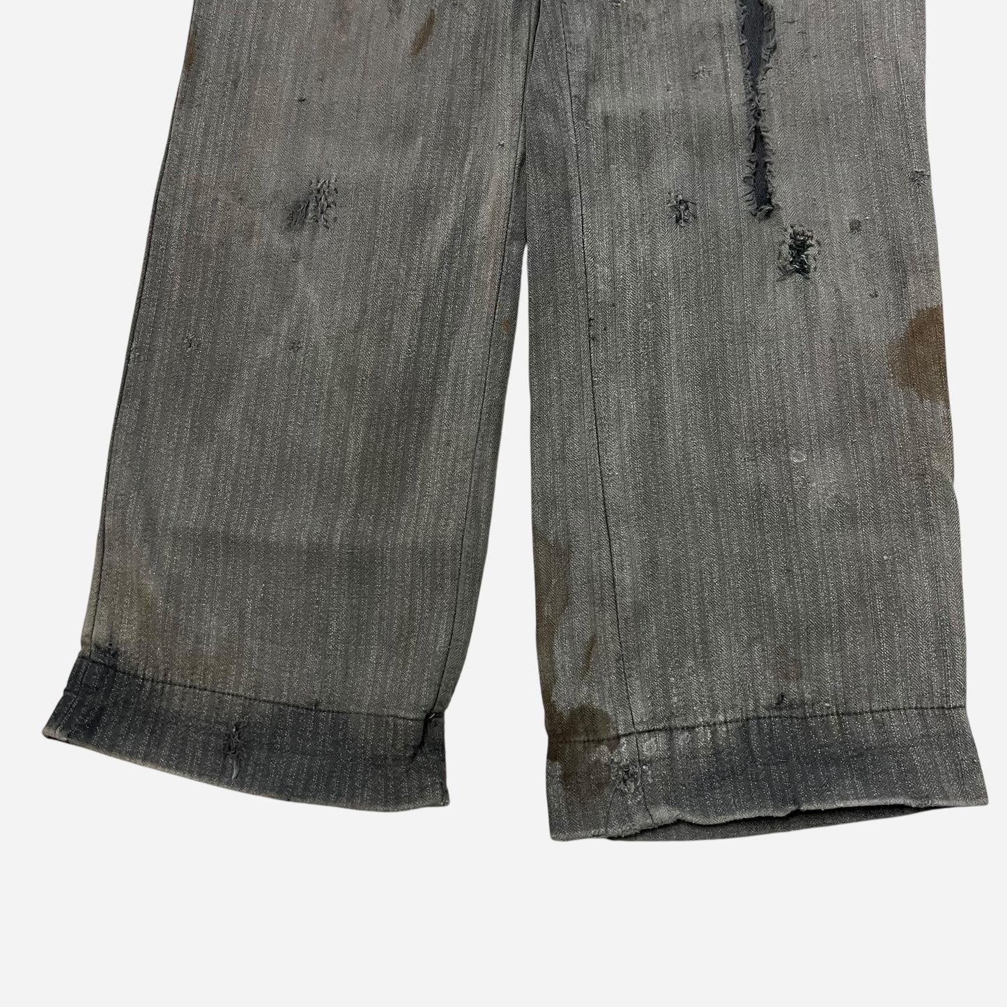 1940s Gray sun faded pattern heavy cotton button fly pants (30w)