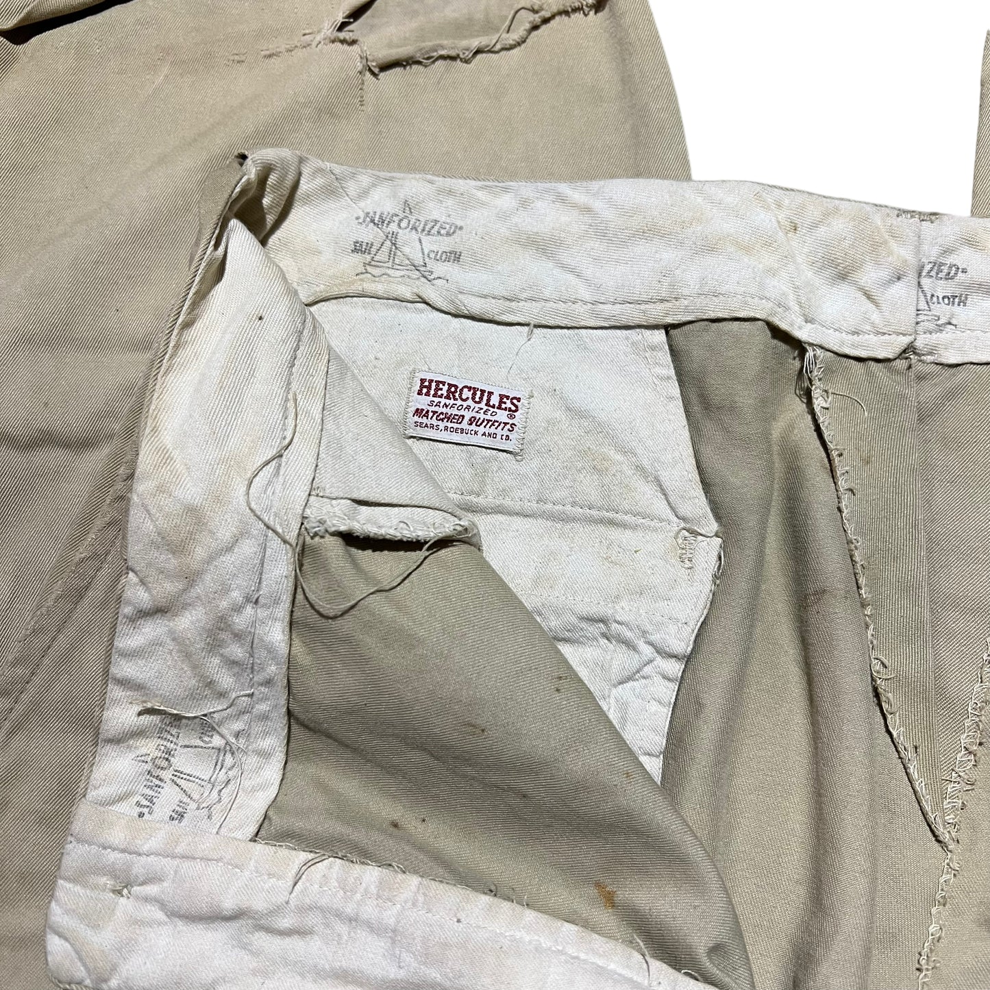1950s Hercules sail cloth khaki chino work pants (35w)