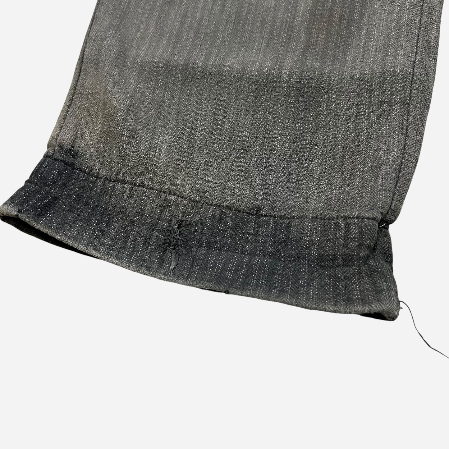 1940s Gray sun faded pattern heavy cotton button fly pants (30w)