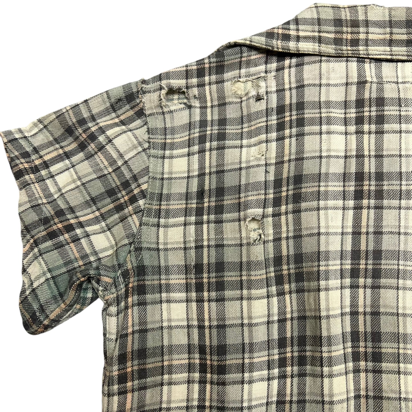 1930s Winter wear green plaid flannel (XS)