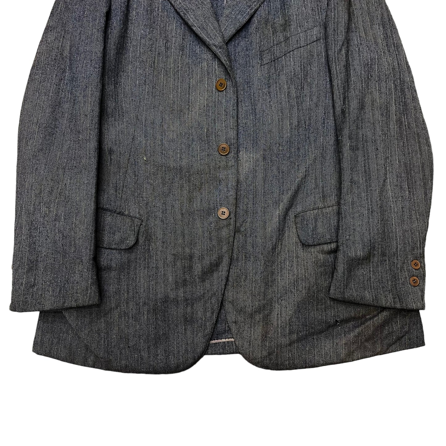 1920s Faded distressed grey herringbone work suit jacket (M/L)