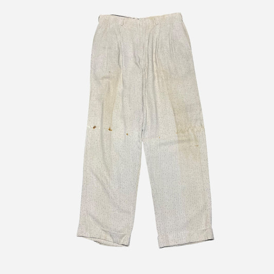 1950s White rayon fleck pattern pleated pants (32w)