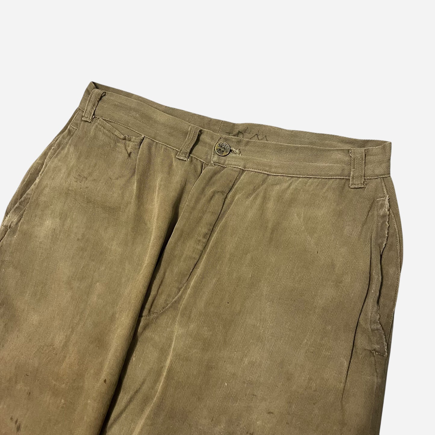 1930s Sweet Orr repaired khaki work pants