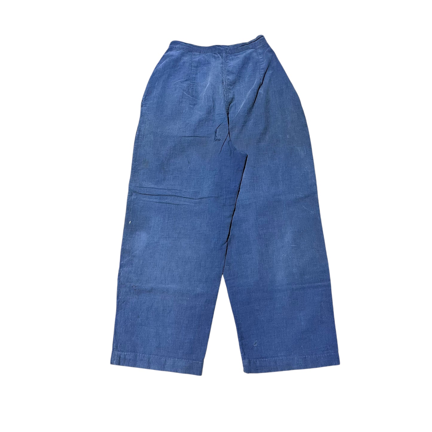 1930s 1940s Women’s blue corduroy repaired side button wide leg pants (25w)