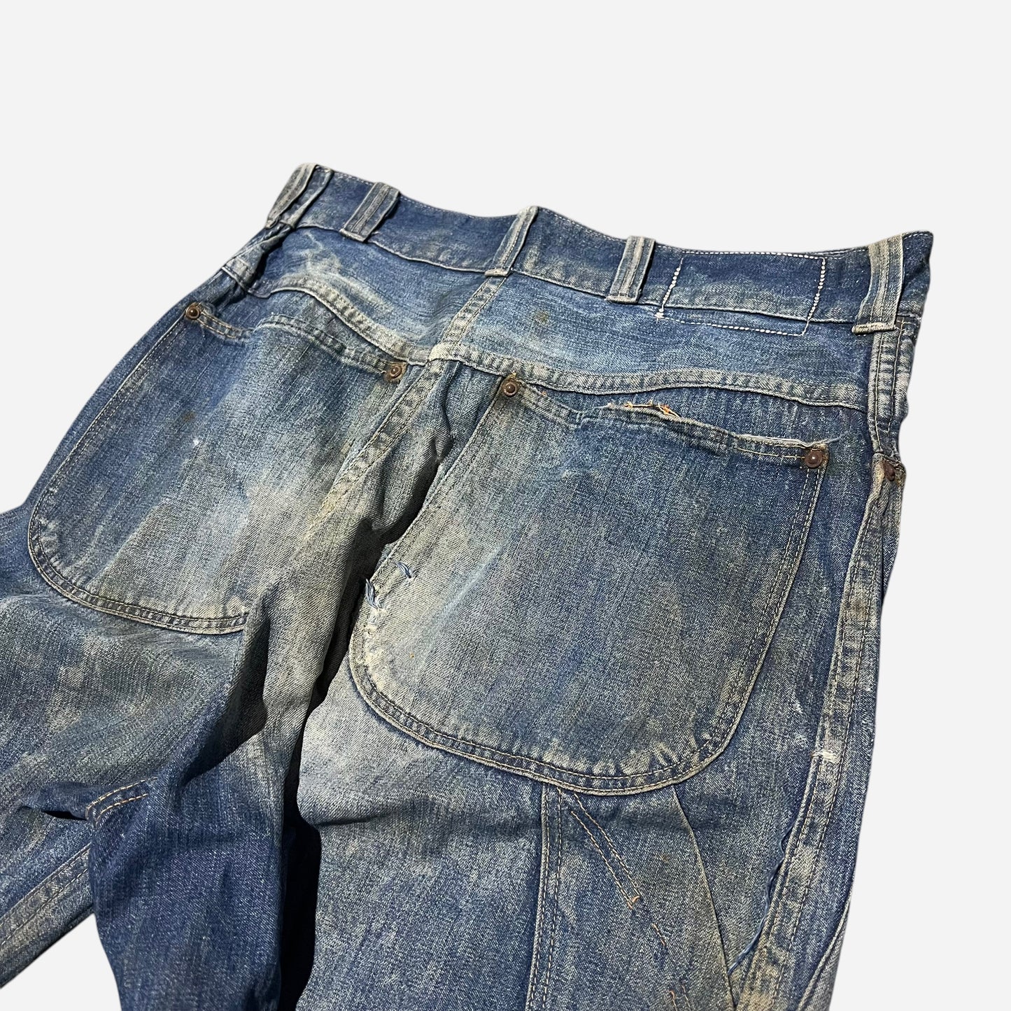 1930s Donut button fly sun faded denim jeans (31w)