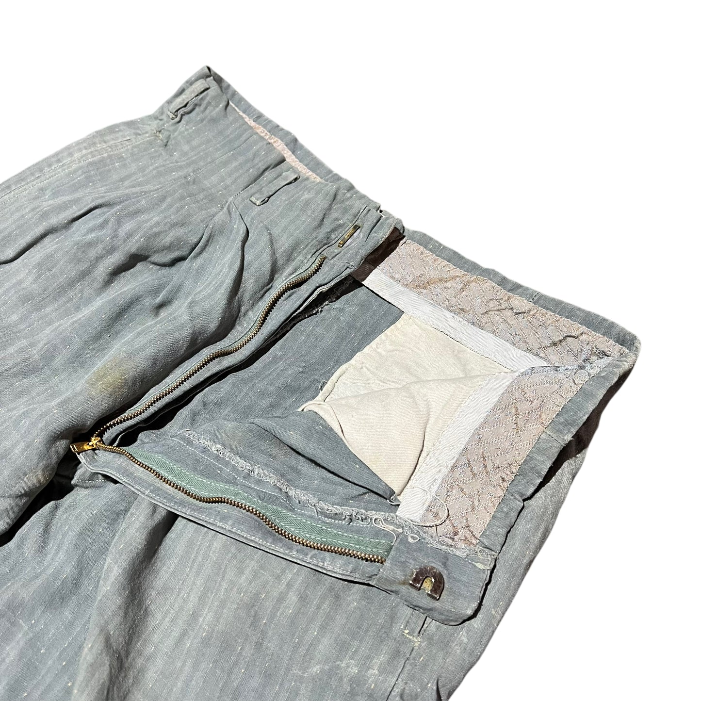 1940s 1950s Light blue pattern rayon pleated pants (30w)