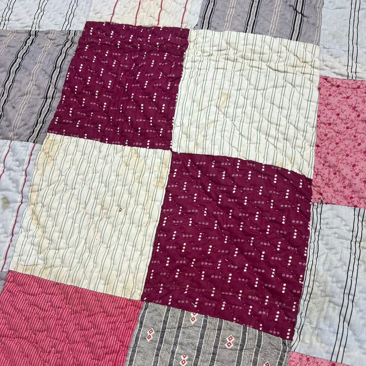 1910s-1930s Square patch quilt (73”x66”)