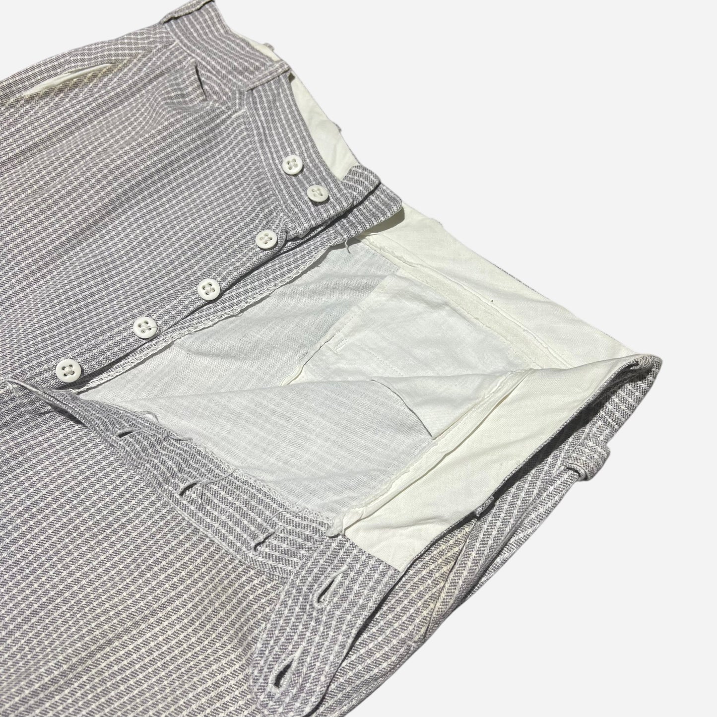 1930s 1940s White checkered pattern side clasp summer pants (34w)