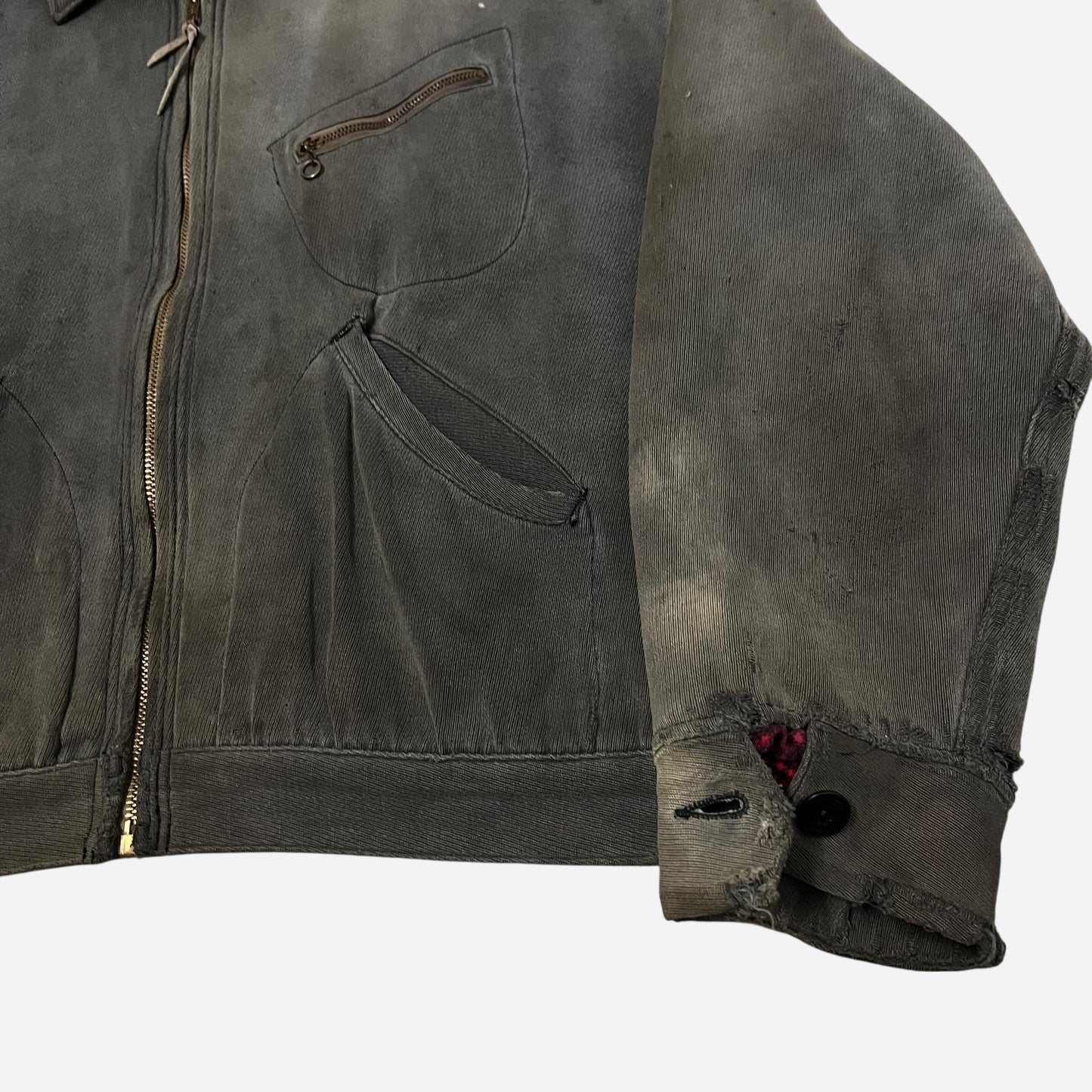1950s Sun faded black cotton whipcord jacket (XL)
