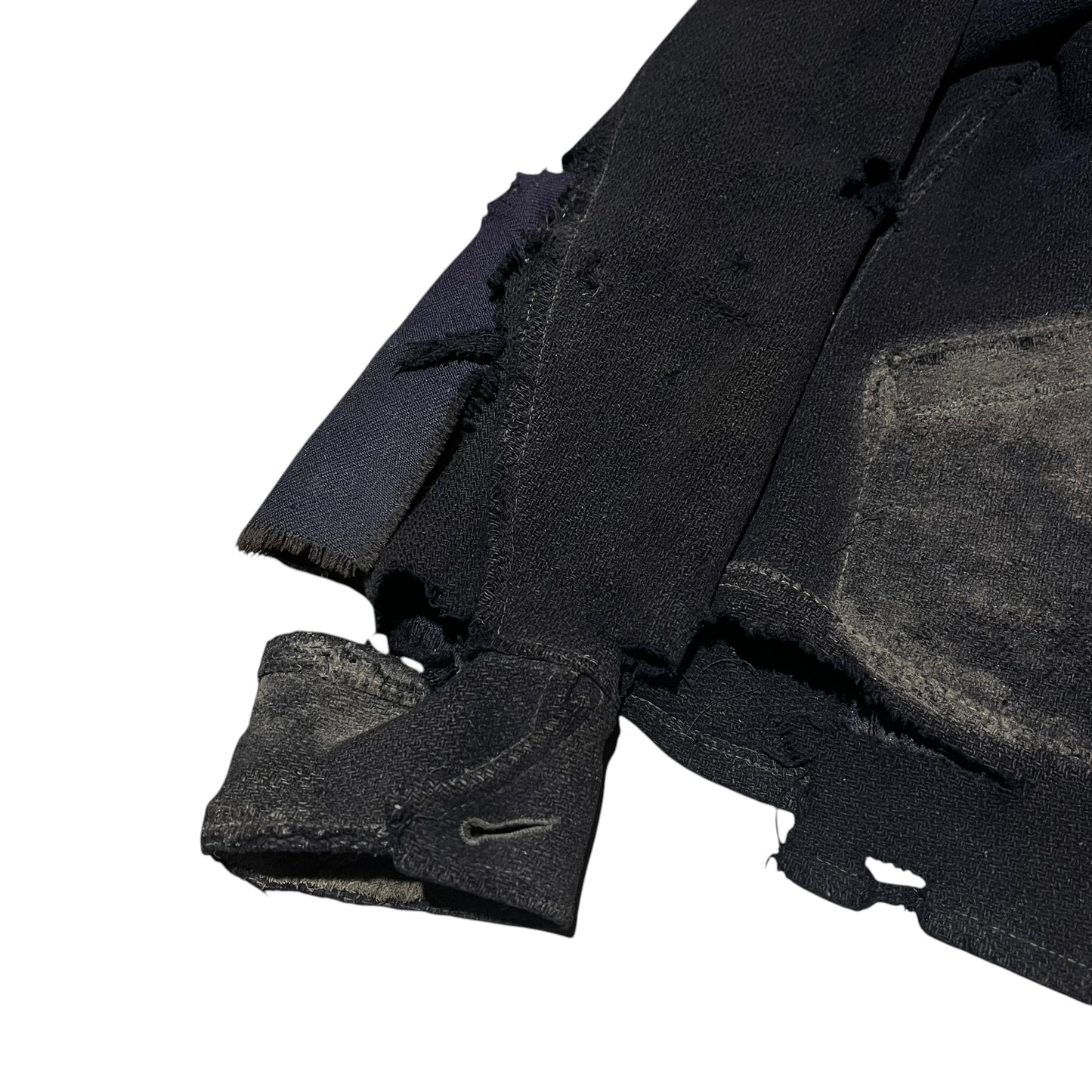 1930s Distressed navy wool talon grommet zip jacket (S)