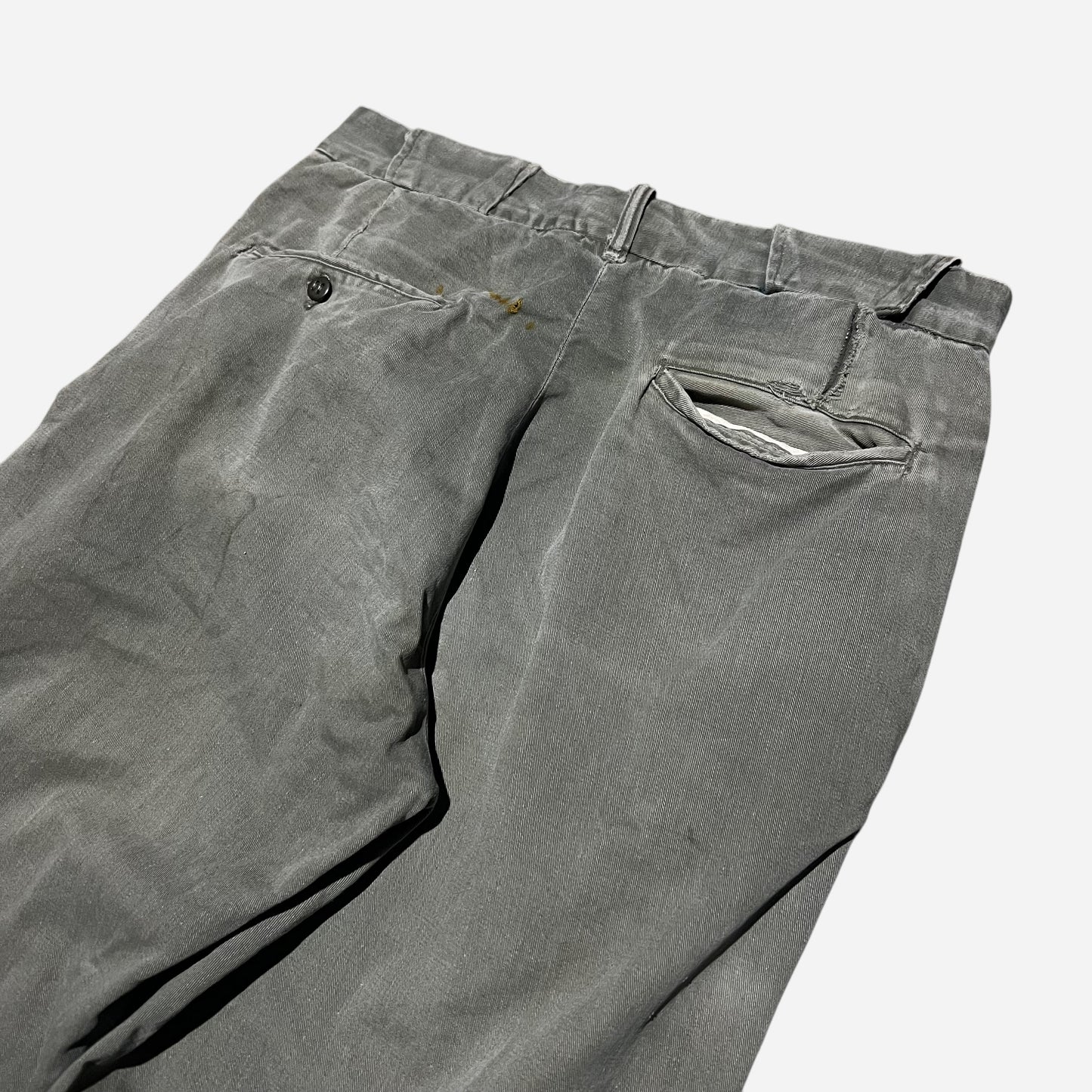 1950s Dark gray chino work pants denim repairs (31w)