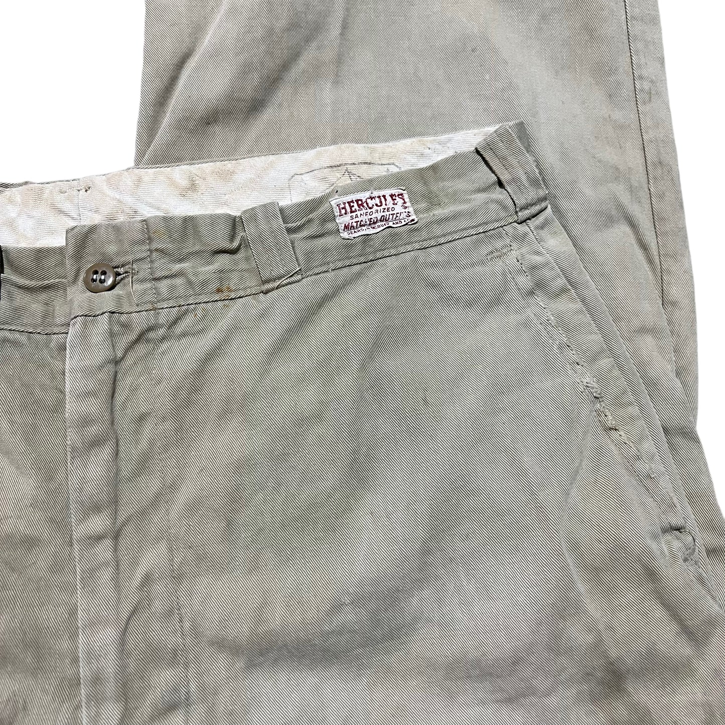 1950s Hercules sail cloth khaki chino work pants (34w)