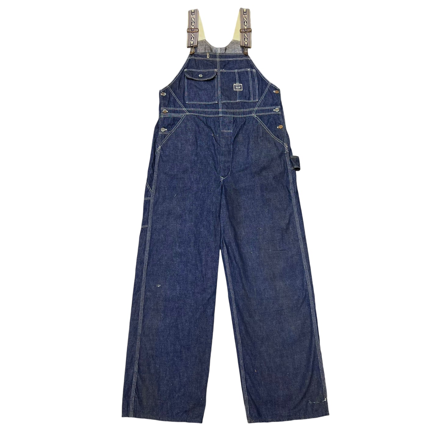 1930s N&W dark wash denim overalls (38w)