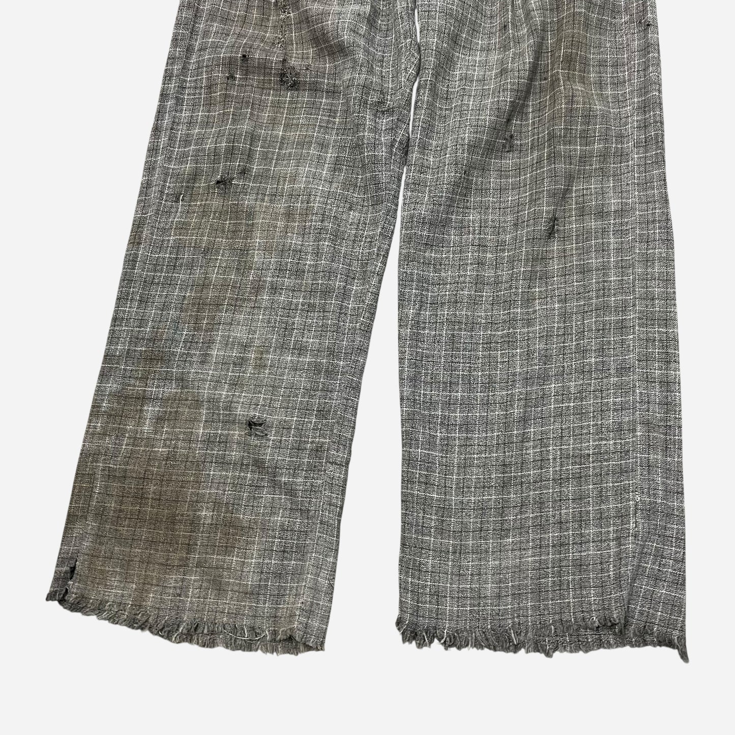 1930s Gray cotton check plaid button fly pants (30w)
