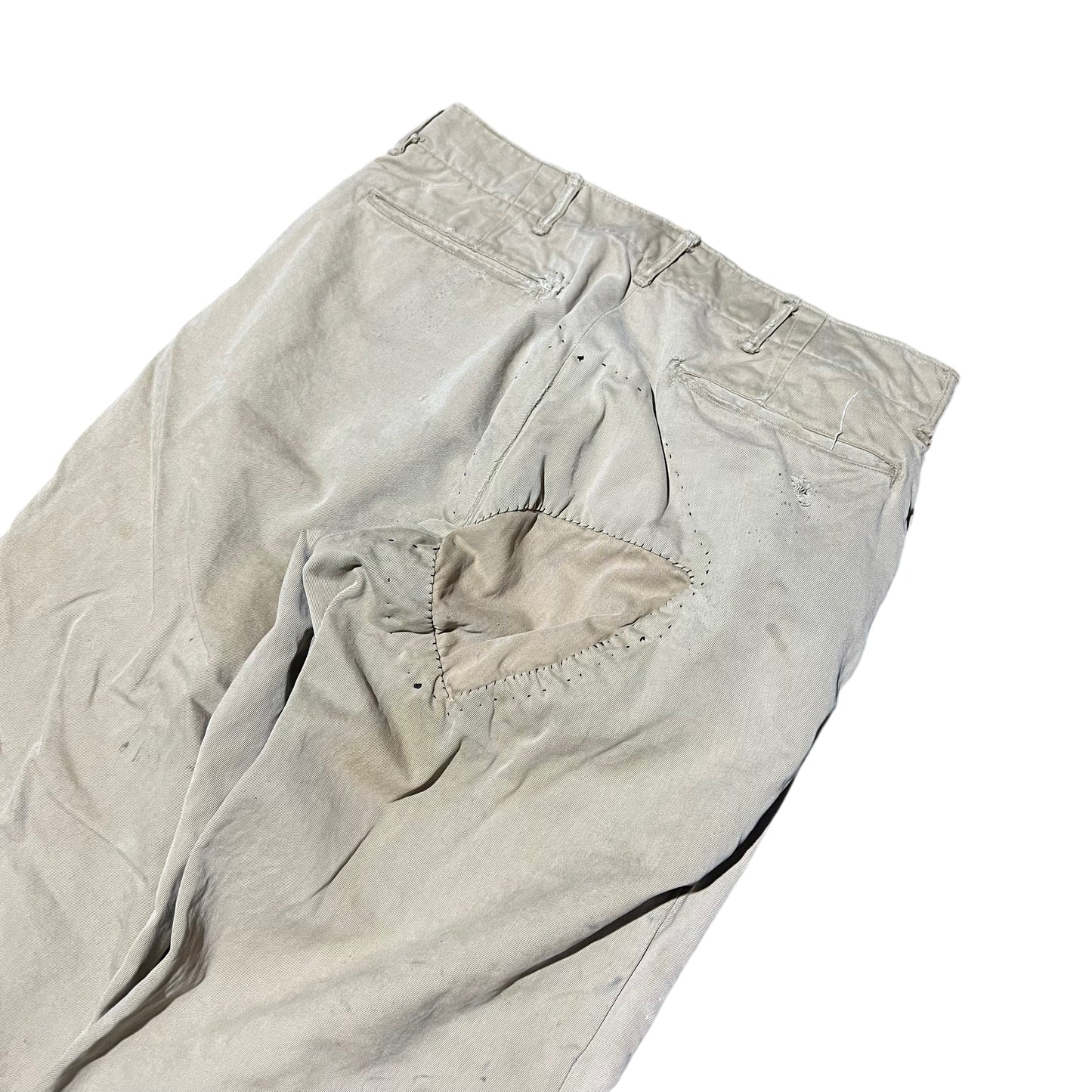 1940s WWII US Army zinc button repaired khaki chino pants (31w)