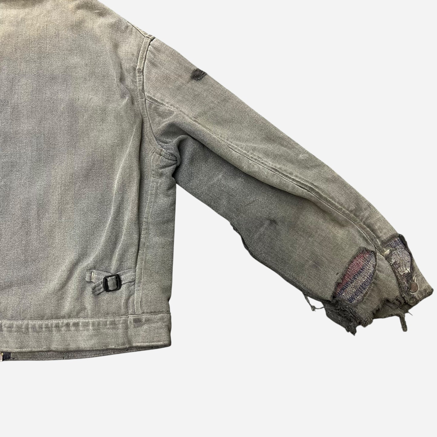 1940s 1950s Cotton salt & pepper distressed work jacket (L/XL)