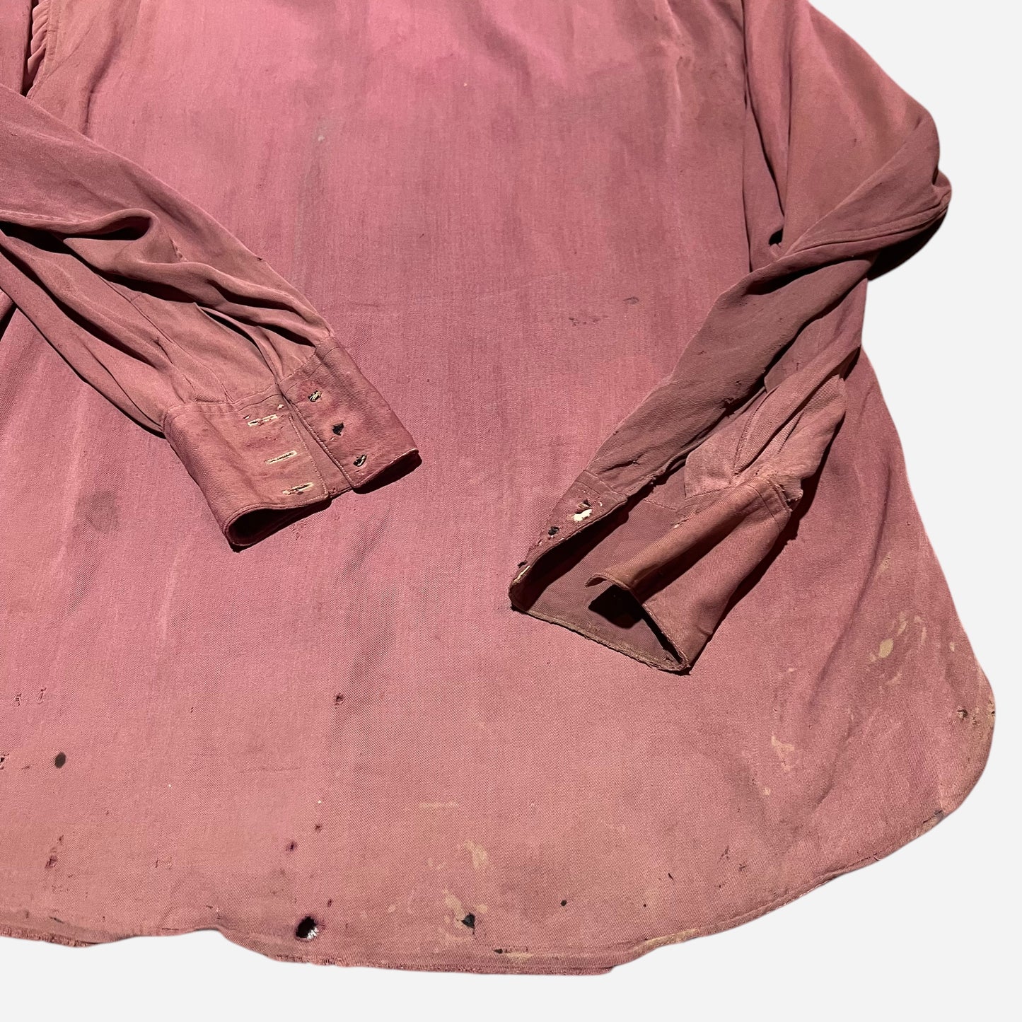 1940s Red rayon slant pocket western style shirt (L)